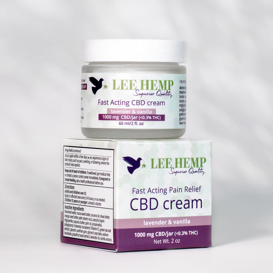 Fast Acting Lavender & Vanilla CBD Cream -  1000 mg - 2 oz